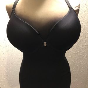 Torrid front close racer-back bra. 46D black with lace trim.